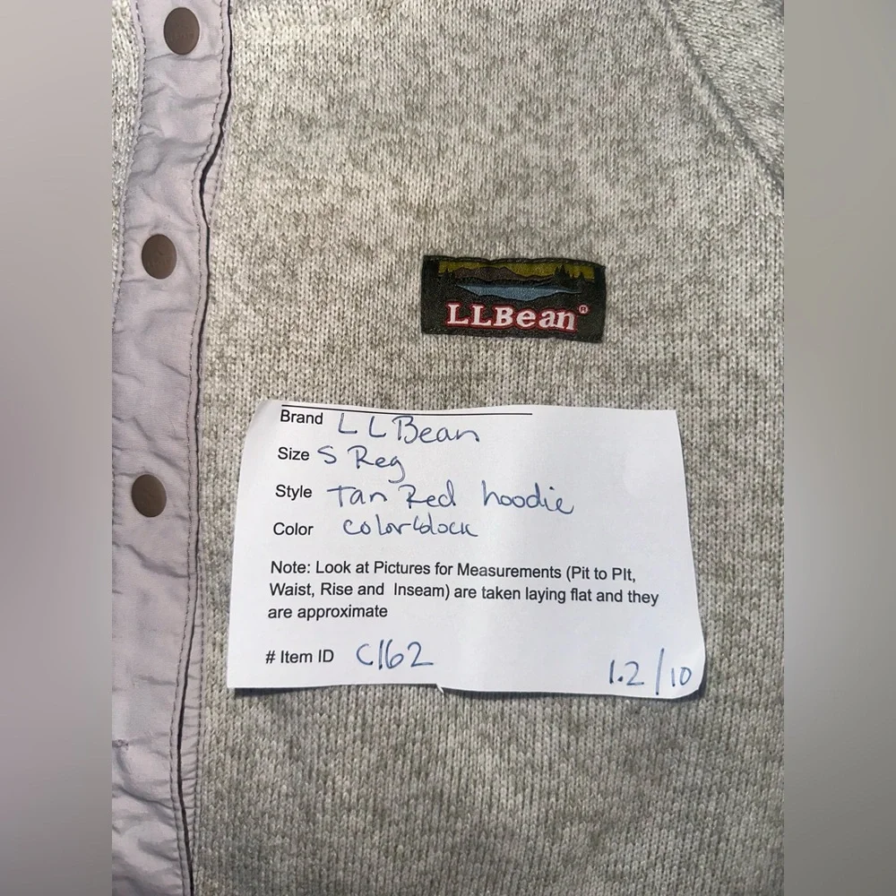 L.L. Bean Jacket Women’s S Reg‎ Tan Red Hoodie Colorblock Outdoors Camp Casual